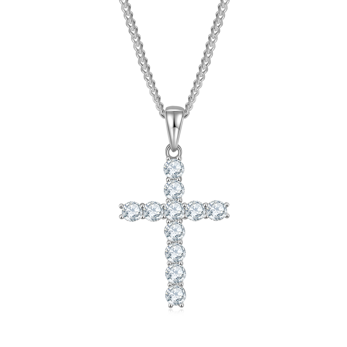 Classic Cross Necklace S925 Silver Pendant Moissanite 4.0mm D-Class